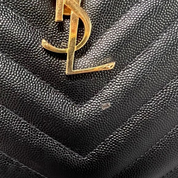 Saint Laurent Grain De Poudre Monogram Matelasse Chevron Bag Large - Picture 10 of 13